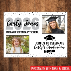 Grad 2026 Then & Now 5x7 PHOTO Cards White- 8 Pk