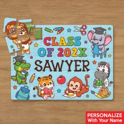 Personalized 30pc Elementary Grad Animal Puzzle w/ Name