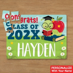 Personalized 30pc Elementary Grad Bookworm Puzzle w/ Na