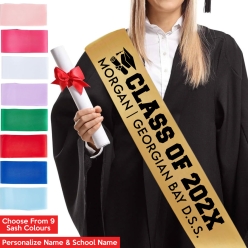 Personalized Graduation Class of 2026 Sash w/ Black