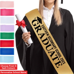 Graduate Personalized School Name Sash w/ Black