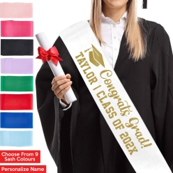 Personalized Congrats Grad Sash w/ Gold