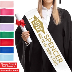 Smart & Stuff Grad Personalized Sash w/ Gold