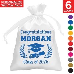 Congratulations Grad Personalized Name Satin Bags 6PK