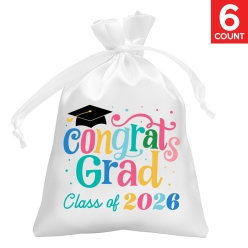 Grad Girl Class of 2026 Satin Bags 6PK
