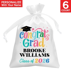 Congrats Grad Girl PERSONALIZED Satin Bags - 6 PK