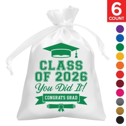 Grad You Did It Custom Colour Satin Bags - 6 PK