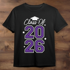 Purple Class of 2026 Graduation Black T-shirt