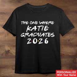 Grad 2026 Friends Personalized Black T-shirt