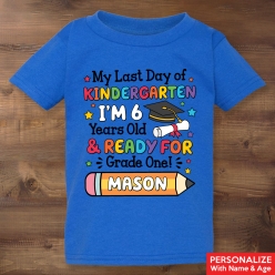 Last Day of Kindergarten Blue T-shirt- Choose Size