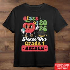 Class of 2026 Elementary Grad Personalized Black Tshirt