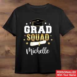 Grad Squad Diploma Personalized Black T-shirt
