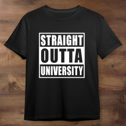 Straight Outta University Black T-shirt