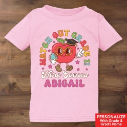 Watch Out Elementary Grad Personalized Light Pink Tshirt
