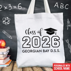 Grad 2026 Personalized School Name BIG 41cm Cotton Tote