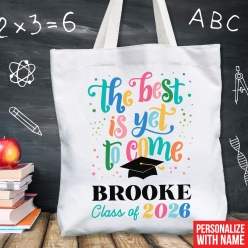 Grad Girl 2026 Personalized BIG 41cm Cotton Tote Bag