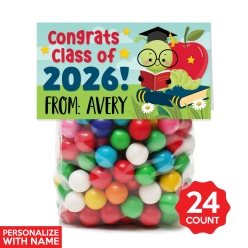 Elementary Grad Bookworm Personalized Treat Bags & Tags