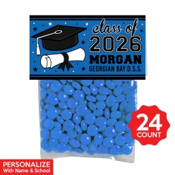 Blue Grad Personalized Treat Bags & Tags 24pk