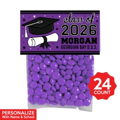 Purple Grad Personalized Treat Bags & Tags 24pk