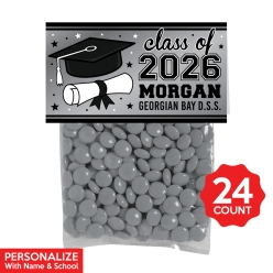 Silver Grad Personalized Treat Bags & Tags 24pk