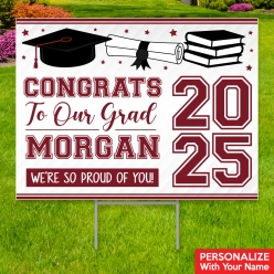 34% OFF: Burgundy Grad All Weather PERSONALIZED Large Yard Sign