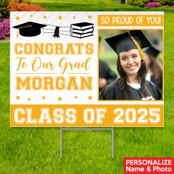 34% OFF: Yellow Grad Photo PERSONALIZED Large Yard Sign