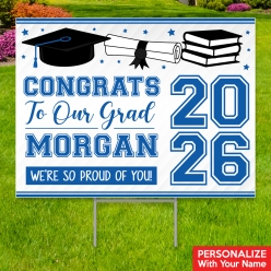 Blue Grad All Weather PERSONALIZED Large Yard Sign