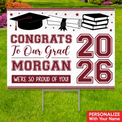 Burgundy Grad All Weather PERSONALIZED Large Yard Sign
