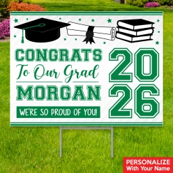 Green Grad All Weather PERSONALIZED Large Yard Sign