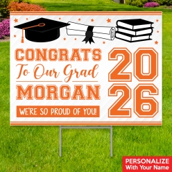 Orange Grad All Weather PERSONALIZED Large Yard Sign
