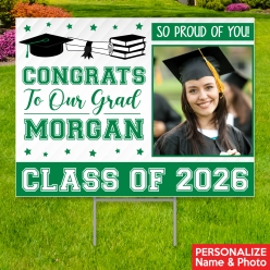 Green Grad Photo PERSONALIZED Large Yard Sign