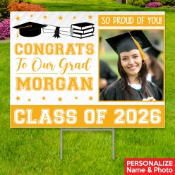 Yellow Grad Photo PERSONALIZED Large Yard Sign