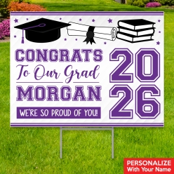 Purple Grad PERSONALIZED Large Yard Sign
