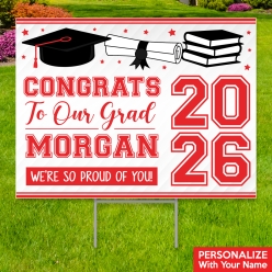 Red Grad All Weather PERSONALIZED Large Yard Sign
