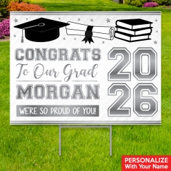 Silver Grad All Weather PERSONALIZED Large Yard Sign