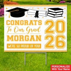 Yellow Grad All Weather PERSONALIZED Large Yard Sign