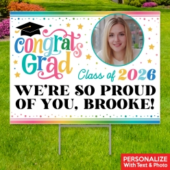 Grad Girl Photo PERSONALIZED Large Yard Sign