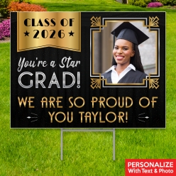 Grad Glam Photo All Weather PERSONALIZED Yard Sign