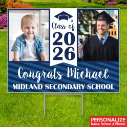 Classic Then & Now Grad Photo PERSONALIZED Yard Sign