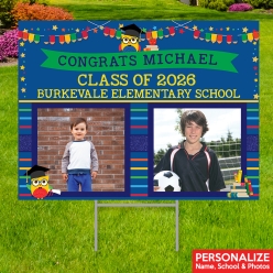Elementary Grad Now & Then PERSONALIZED Large Yard Sign