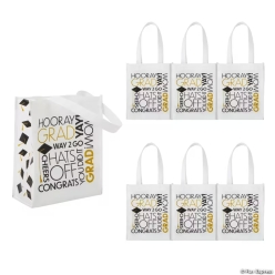 Graduation Congrats Grad Shopper Tote Bags-6Pk