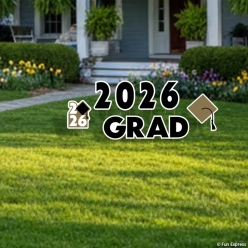 Graduation Black 2026 Grad Yard Sign Set