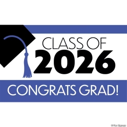 Blue Grad 2026 fabric 5ft Banner w/ Grommets