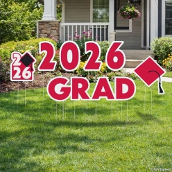 Graduation Red 2026 Grad Yard Sign Set