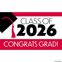 Red Grad 2026 fabric 5ft Banner w/ Grommets