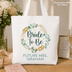Bride to Be Greenery Personalized BIG 41cm Cotton Tote Bag