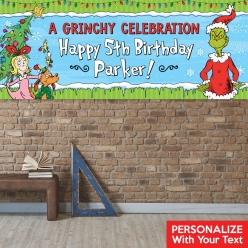 Grinch Birthday PERSONALIZED Giant Vinyl Banner