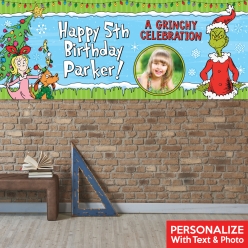 Grinch Birthday PERSONALIZED Giant Vinyl Photo Banner