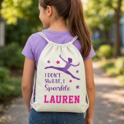 Gymnastics Sparkle Personalized Drawstring Backpack