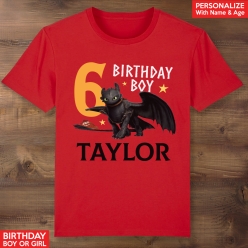 HTTYD Birthday Personalized Red T-shirt